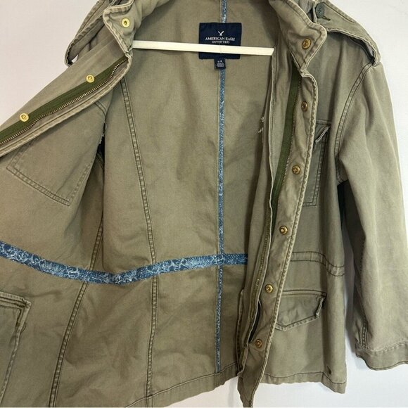 American Eagle Outfitters Green Utility Cotton Cargo Military Jacket Size Large - Picture 6 of 8